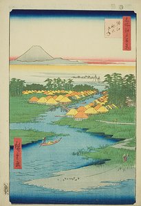 Horie og Nekozane (Horie Nekozane), nr. 96 fra serien "One Hundred Famous Views of Edo (Meisho Edo hyakkei)" af Utagawa Hiroshige