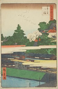 Ichigaya Hachiman Shrine (Ichigaya Hachiman), nr. 41 fra serien "One Hundred Famous Views of Edo (Meisho Edo hyakkei)" af Utagawa Hiroshige