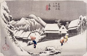 Kambara, fra 53 stationer på Tokaido Highway ca. 1834 (træblok farvetryk) af Utagawa Hiroshige