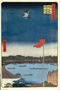 Komakata Hall og Azuma Bridge Hundrede berømte udsigter over Edo, 1856-1858 af Utagawa Hiroshige