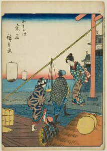 Kuwana, fra seriens "fifty-tre S tachi-lyd "of te urbanity" (Goshuyama næste) ) af Utagawa Hiroshige