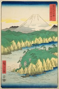Lake at Hakone (Hakone no kosui), fra serien "Thirty-six Views of Mount Fuji (Fuji sanjurokkei)" af Utagawa Hiroshige