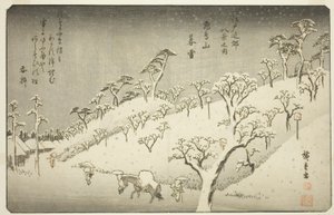 Asukayama (Evening snow of Asukayama), fra serien ``English view member Te Environs of Edo (one of the Eight Views of the Edo Bank)
