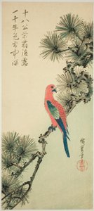 Ara på en fyrregren af Utagawa Hiroshige