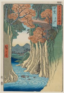 Monkey Bridge i Kai-provinsen (Saru hashi Kai): Berømte udsigter over 60-ulige provinser, nr. 13 af Utagawa Hiroshige