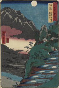 Månereflektioner over rismarker ved foden af Kyo_dai-bjerget, Shinano-provinsen, juli 1853