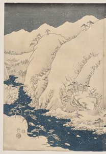 Bjerg og flod på Kiso Road af Utagawa Hiroshige