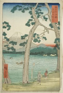 Mout Fuji set fra venstre på Tokaido (Tokaido hidari Fuji), fra serien "Seksogtredive udsigter over Mount Fuji (Fuji sanjurokkei)" af Utagawa Hiroshige