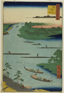 Nakawaga-flodens munding (Nakagawaguchi), fra serien "Hundrede berømte udsigter over Edo (Meisho Edo hyakkei)" af Utagawa Hiroshige
