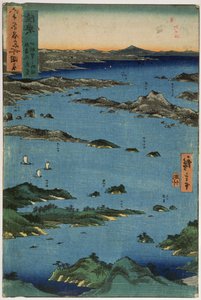 Mutsu-provinsen: Sceneri ved Matsushima, fra serien "Illustrations of Famous Places in the Sixty-odd Provinces", 1853 (farve-træsnit)