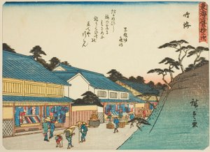 Narumi, fra seriens "fifty-three S tachi sounds of the urbanity (urbanitet ved siden af ​​hovedbjerget)," (Urban grad med tilladelse) af Utagawa Hiroshige