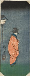 Nichomachi i Fuchu, sektion af ark nr. 6 fra serien "Billeder af de 53 stationer i Tokaido (Tokaido gojusan tsugi zue)" af Utagawa Hiroshige