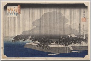 Night Rain at Karasaki, fra serien Eight Views of Ōmi af Utagawa Hiroshige