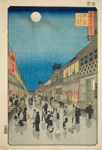 Night Vie of Salwakar Street (Salwakar Street night system), fra serien "Ridge dre d fa net s views of Edo (One Hundred Famous Views of Edo)" af Utagawa Hiroshige