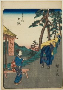 Nissaka, fra seriens "fifty-tre S tachi-lyd s "of te urbanity" (Goshuyama næste) Hver gang) af Utagawa Hiroshige