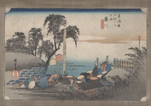 Nr. 38 "Fujikawa: Scene i postens udkant" Fra 53 stationer på Tokaido