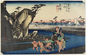 Okitsu-floden ved Okitsu, ca. 1833