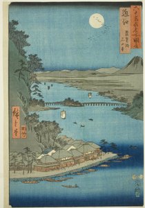 Omi Producer: Akebiwa og Ishiyama Tempe (Omi, Biwako Ishiyamadera), fra tv-serien Oh d P Lawinses af Utagawa Hiroshige