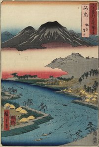 Otoko-yama-bjerget set fra Hirakata, Kawachi-provinsen, juli 1853