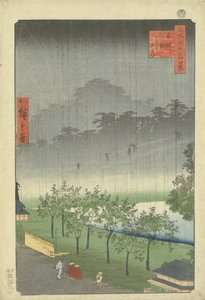Paulownia plantage i Akasaka i aftenregn af Utagawa Hiroshige