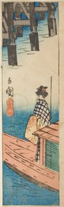 Lystbåd ved Ryogoku Bridge (Ryogoku suzumibune), sektion af et ark fra serien "Udskæringer af berømte steder i Edo (Harimaze Koto meisho)" af Utagawa Hiroshige