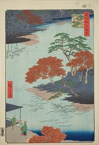 Forbilleder af Akiba-helligdommen, Ukeji (Ukeji Akiba no keidai), nr. 91 fra serien "One Hundred Famous Views of Edo (Meisho Edo hyakkei)" af Utagawa Hiroshige
