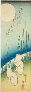 Kaniner under fuldmåne af Utagawa Hiroshige