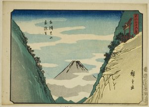 Raigo Valley ved Oyama i Sagami-provinsen (Sagami Oyama Raigodani), fra serien "Thirty-six Views of Mount Fuji (Fuji sanjurokkei)" af Utagawa Hiroshige