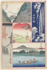 Ryo_ben-zan Fall, Færgebåd ved Tamura, Morgentåge ved O_yama-helligdommen, Bjerg og dal, Souvenir fra Koyasu, juni 1858