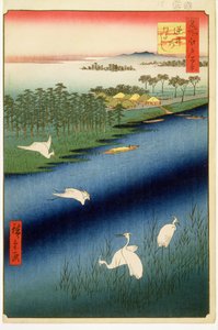 Sakasai Ferry, plade 67 fra serien One Hundred Famous Views of Edo, Edo Period, Ansei Era, 1857 (træbloktryk) af Utagawa Hiroshige
