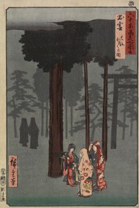 Scene for Hotohoto-festivalen i Izumo-helligdommen, Izumo-provinsen, december 1853