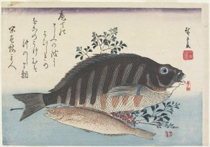 Brasen, sødfisk og Nandina-grene, ca. 1840