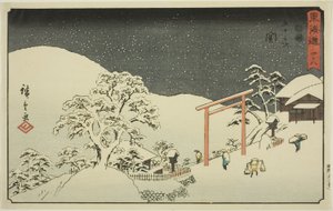 Seki - Nej. 48, fra serien "Fifty-three Stations of the Tokaido (Tokaido gojusan tsugi)," også kendt som Reisho Tokaido af Utagawa Hiroshige