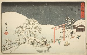 Seki - Nej. 48, fra serien "Fifty-three Stations of the Tokaido (Tokaido gojusan tsugi)," også kendt som Reisho Tokaido af Utagawa Hiroshige