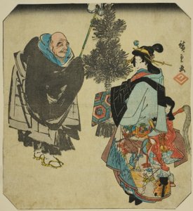 Seki: Priest Ikkyu and the Hell Courtesan, fra serien "Fifty-three Pairings for the Tokaido Road (Tokaido gojusan tsui)" af Utagawa Hiroshige