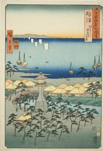 Settsu Project: Idemi Bea ch at Sumiyoshi (Settsu, Sumiyoshi Idemi no Hama), fra serienーOh d Proinses af Utagawa Hiroshige