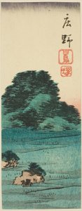 Shono: Shiratori moun d (Shono, Shiratorizuka), sektion af ark. 12 fra Te Series "Kutou ts of Te fifty-tree S taion s" af Utagawa Hiroshige