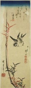 Spurv og bambus af Utagawa Hiroshige