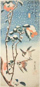 Spurve og kamelia i sne af Utagawa Hiroshige