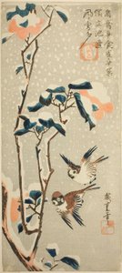 Spurve og kamelia i sne af Utagawa Hiroshige