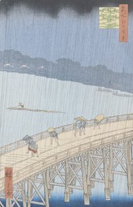 Pludselig regn på Ohashibroen ved Ataka, fra serien "100 views of Edo", 1857 (træsnit) (se også 66101)
