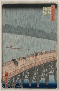 Pludselig byge over Shin-Ohashi-broen og Atake..., 1857. af Utagawa Hiroshige