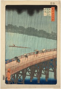 Suden Shouer Over New Chopsticks B Ridge Plan D Ataka (Chopsticks Ataka Yumitate), Fra Te-seriens "Ridges"-visning)” af Utagawa Hiroshige