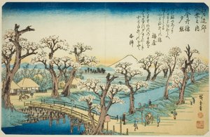 Gow at Koganei Bridge (Koganei-bashi Sekisho), fra Te Series af Utagawa Hiroshige