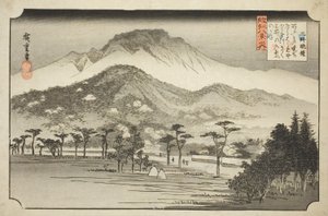 The Evening Bell at Miidera (Mii no bansho), fra serien "Eight Views in Omi Province (Omi hakkei no uchi)" af Utagawa Hiroshige