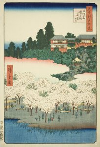 Te Four Party On Dango Sope, Sendagi (Sendagi Dangozaka Hanayashiki), Fra Te Series ws of Edo” af Utagawa Hiroshige