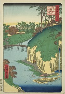 The River of Waterfalls at Oji (Oji Takinogawa), fra serien "One Hundred Famous Views of Edo (Meisho Edo hyakkei)" af Utagawa Hiroshige