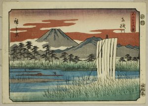 Sagami-floden (Sagamigawa), fra serien "Thirty-six Views of Mount Fuji (Fuji sanjurokkei)" af Utagawa Hiroshige