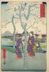 Sumida-dæmningen i den østlige hovedstad (Toto Sumida-zutsumi), fra serien "Seksogtredive udsigter over Mount Fuji (Fuji sanjurokkei)" af Utagawa Hiroshige