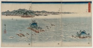 The Whirlpools of Awa, 1857. af Utagawa Hiroshige